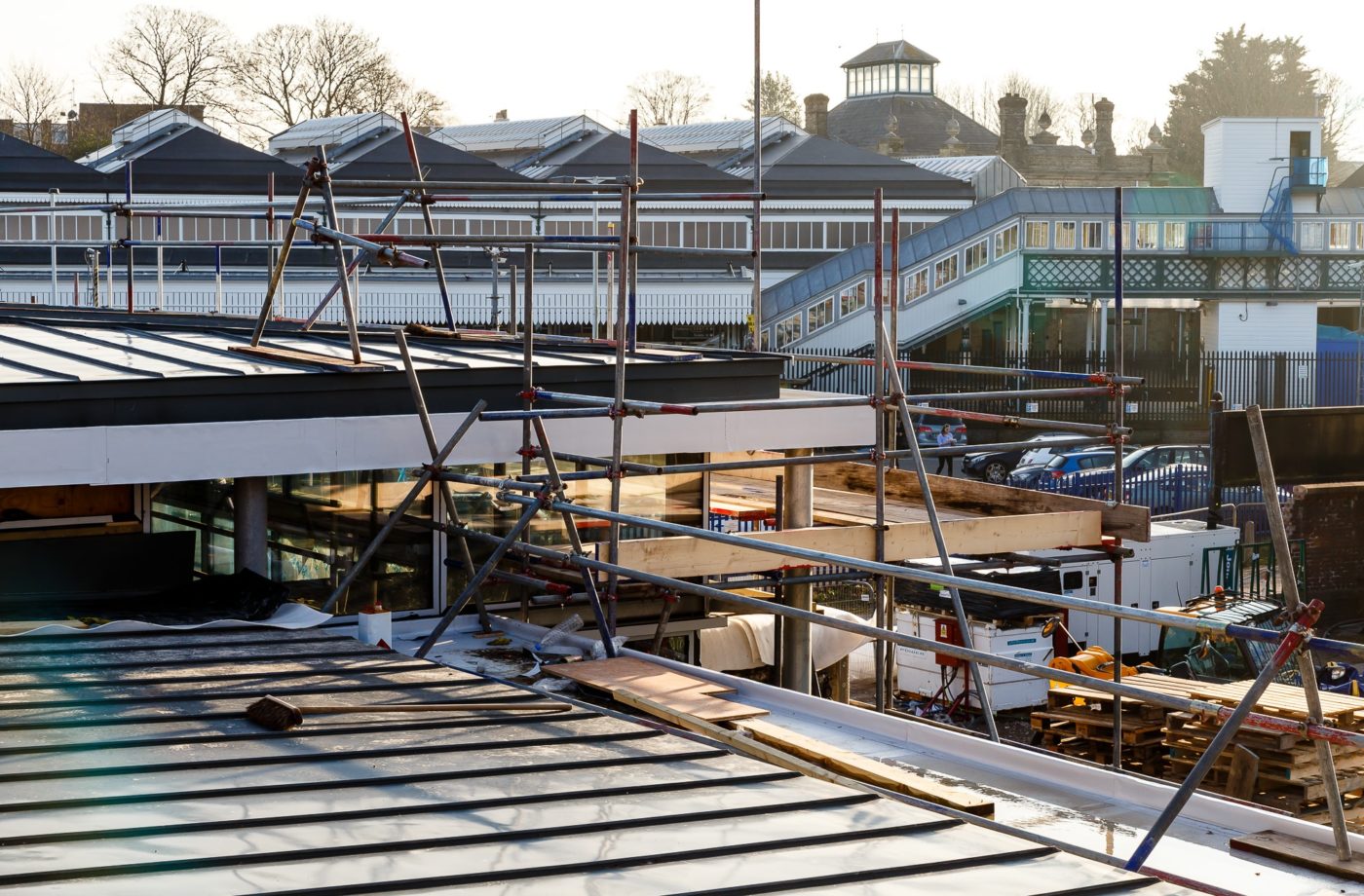 Depot Cinema, Lewes under construction with Lewes Train station in the distance