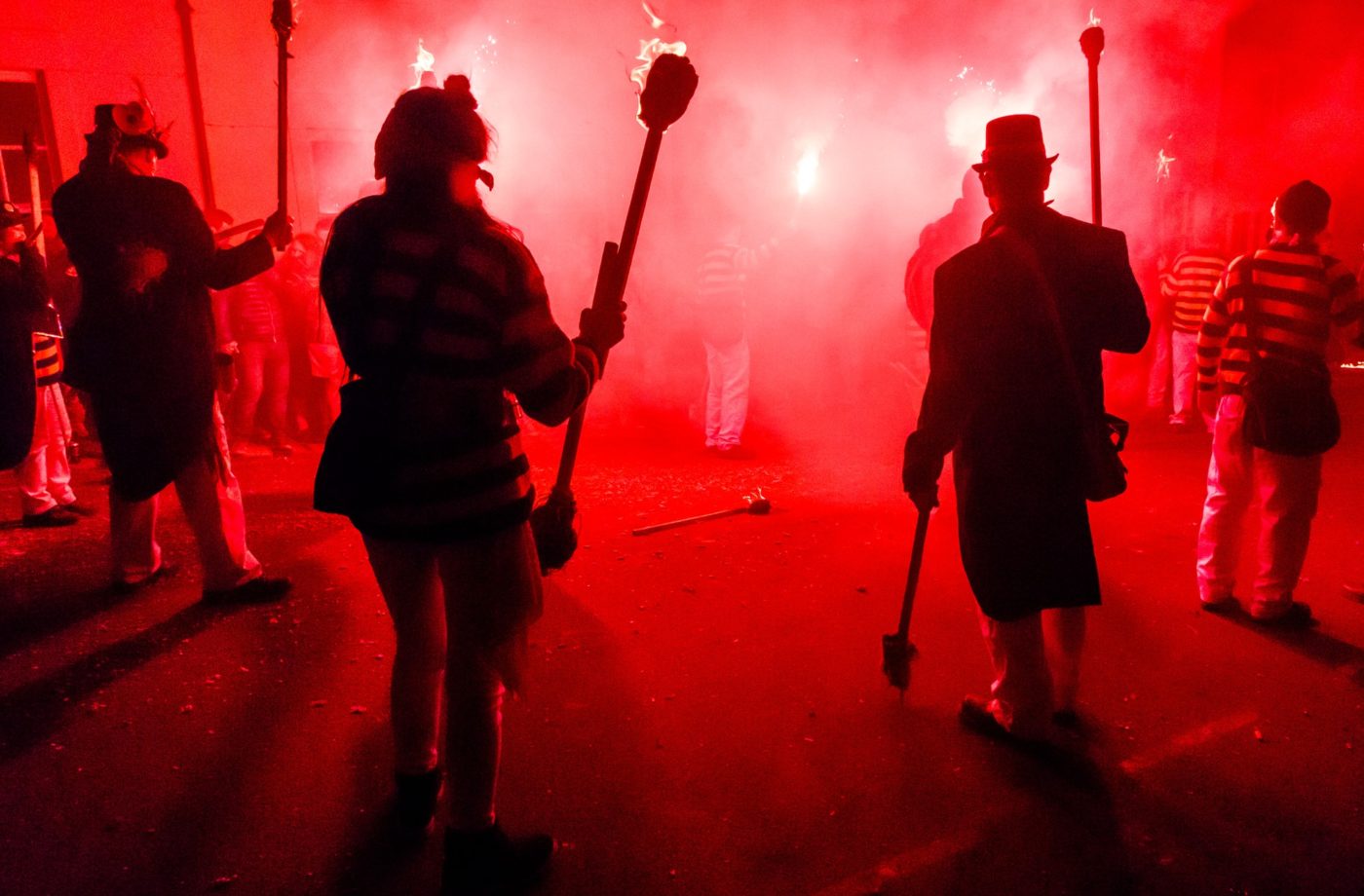 Crazy red light of Lewes Bonfire