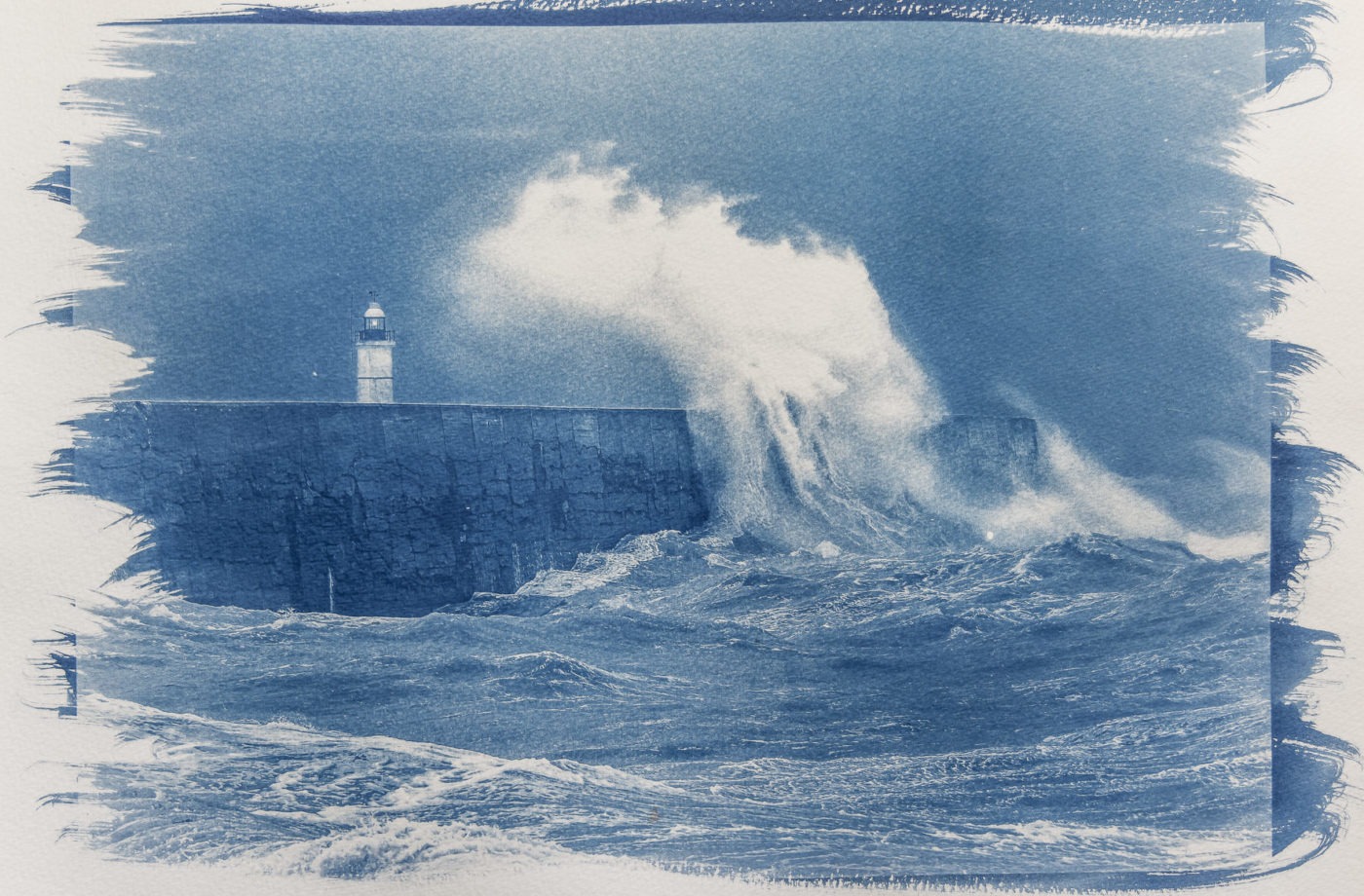 Stormy cyanotype seas