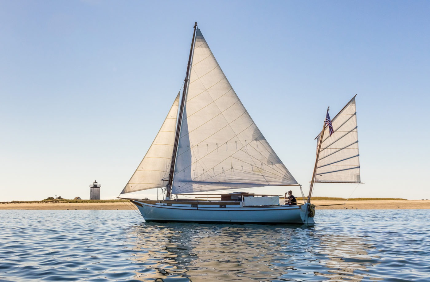 Sailing Ship Moccasin at Long Point Lighthouse